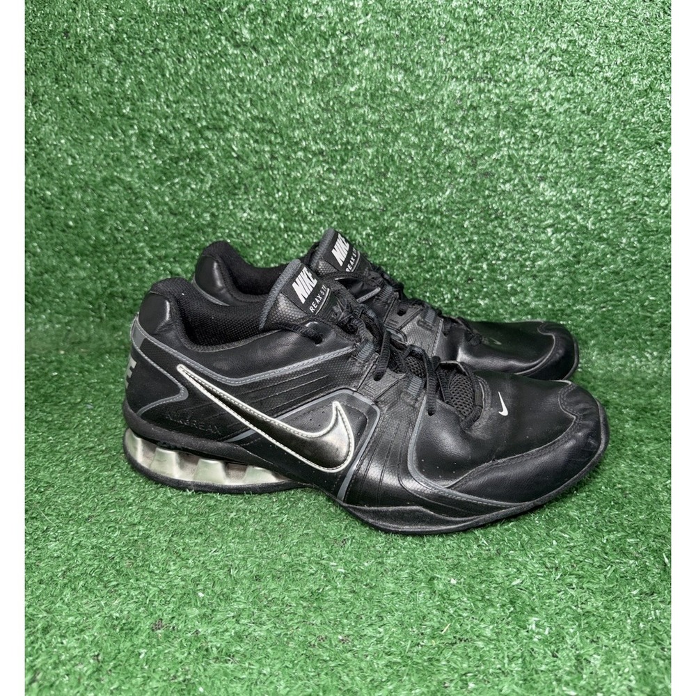 Nike Shoes Men Size 10 Reax TR‎ 5 Black Leather Comfort Gym Athletic Sneakers